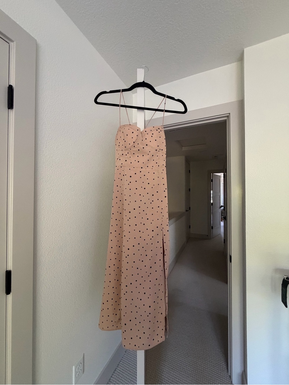 Spaghetti Strap Maxi Dress in Blush Polka Dot